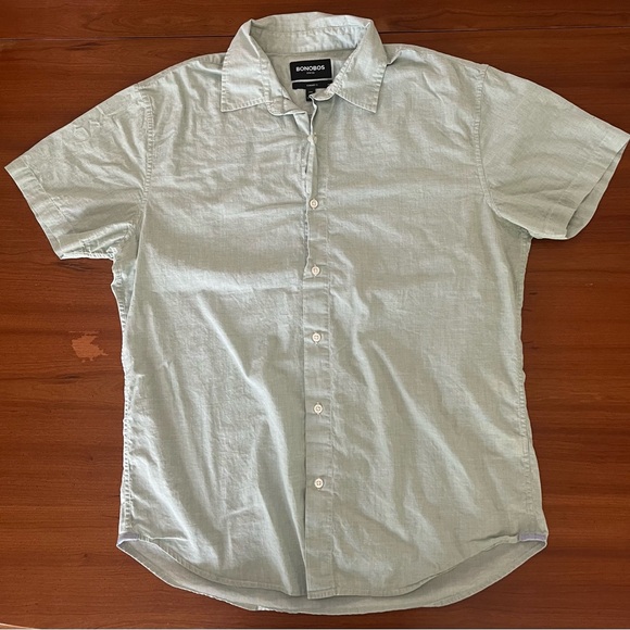👕 Bonobos Light Green Short Sleeve Button-Up Shirt – Size L - Picture 3 of 9